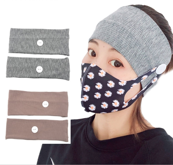 Button Mask Holder Sports Headband \ 2Pcs Mask Support Sweat Headband Ear \ Protection Button Headband \ Quick-Dry Sports Mask Headband \ Comfort Fit Mask Holder Headband \ ActiveWear Mask Support Headband \ 2Pcs Sports Sweatband Mask Holder